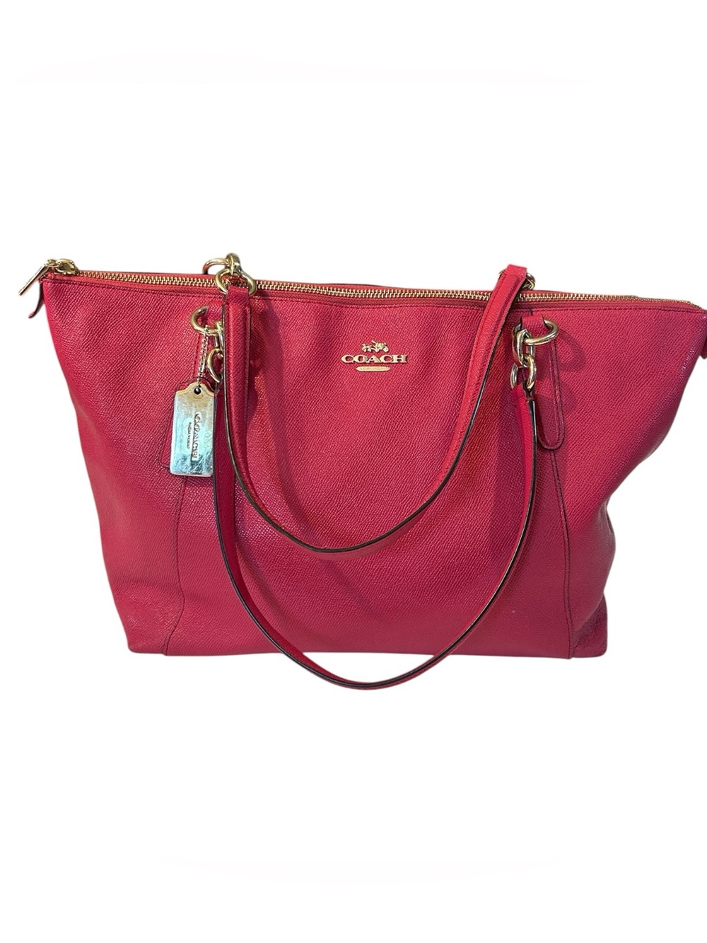 Coach City Zip Tote F57842 Pink Crossgrain Leather Shoulder Bag Large Tote Purse